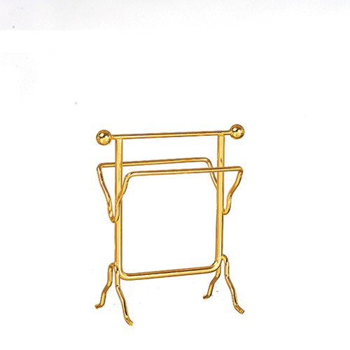 OakridgeStores.com | Aztec - Towel Rack - Brass Finish Bathroom Accessory - 1" Scale Dollhouse Miniature - B0683