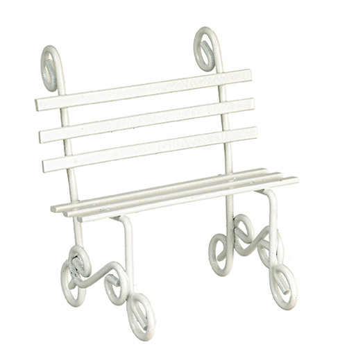 OakridgeStores.com | Aztec - Small White Park Bench - 1" Scale Dollhouse Miniature - B0693
