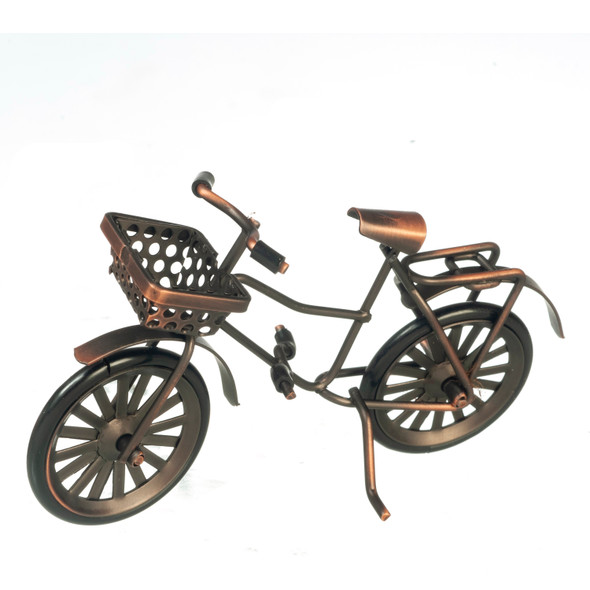 OakridgeStores.com | Aztec - Small Bicycle with Basket - Antique - 1:12 Scale Dollhouse Miniature - B0707