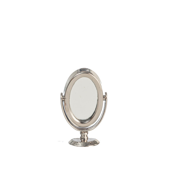 OakridgeStores.com | Aztec - Small Table Mirror - Silver Finish - 1:12 Scale Dollhouse Miniature - B3257