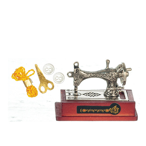 OakridgeStores.com | Aztec - Silver Sewing Machine Set - 1:12 Scale Dollhouse Miniature - B3341