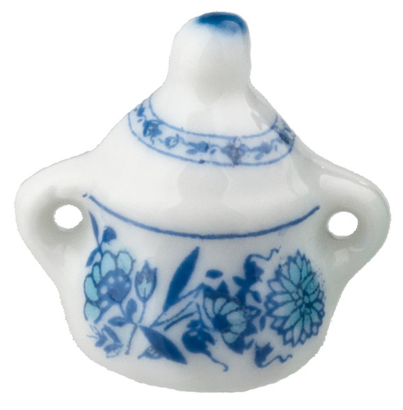 OakridgeStores.com | Aztec - Blue Floral Sugar Dish - Kitchen Accessory - 1" Scale Dollhouse Miniature - B5082