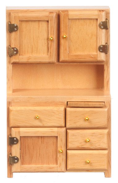 OakridgeStores.com | Aztec - Kitchen Hutch - Oak Finish - 1:12 Scale Dollhouse Miniature - D3262 717425032621