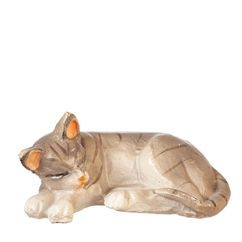 OakridgeStores.com | Aztec - Cat Laying Left - Gray - 1" Scale Dollhouse Miniature Figure - E0130