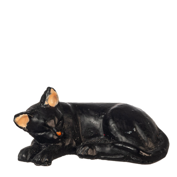 OakridgeStores.com | Aztec - Cat Laying Left - Black - 1" Scale Dollhouse Miniature Figure - E0135