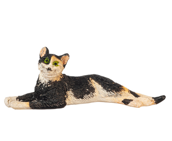OakridgeStores.com | Aztec - Stretched Cat - Calico - 1:12 Scale Dollhouse Miniature Figure - E0183