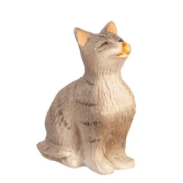 OakridgeStores.com | Aztec - Sitting Cat, Eyes Closed - Gray - 1:12 Scale Dollhouse Miniature Figure - E0200