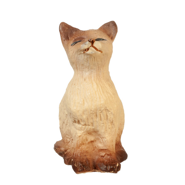 OakridgeStores.com | Aztec - Sitting Cat, Eyes Closed - Siamese - 1:12 Scale Dollhouse Miniature Figure - E0204