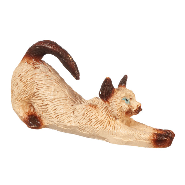 OakridgeStores.com | Aztec - Cat Stretching Figure - Siamese - 1" Scale Dollhouse Miniature - E0224