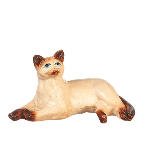 OakridgeStores.com | Aztec - Laying Cat - Siamese - 1:12 Scale Dollhouse Miniature Figure - E0234