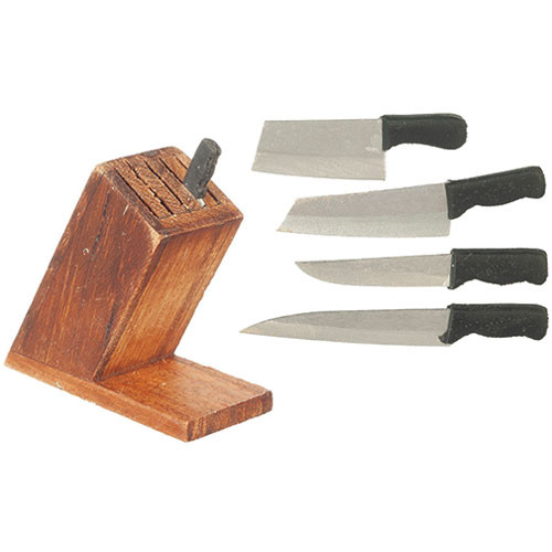 OakridgeStores.com | Aztec - Knife Holder with 4 Knives - Kitchen Accessory - 1:12 Scale Dollhouse Miniature - G6008