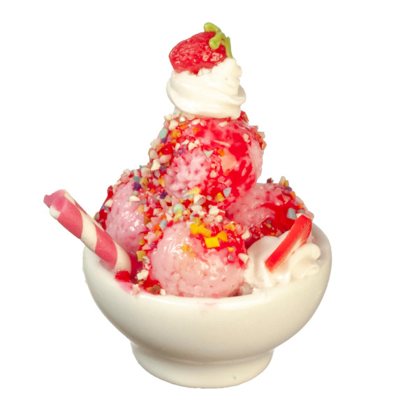 OakridgeStores.com | Aztec - Strawberry Sundae - Dessert - 1" Scale Dollhouse Miniature Food - G6434