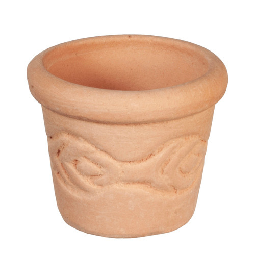 OakridgeStores.com | Aztec - Small Round Terra Cotta Planter - 1:12 Scale Dollhouse Miniature - G6490