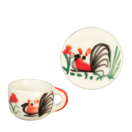 OakridgeStores.com | Aztec - Cup & Saucer with Design - 1" Scale Dollhouse Miniature - G6596