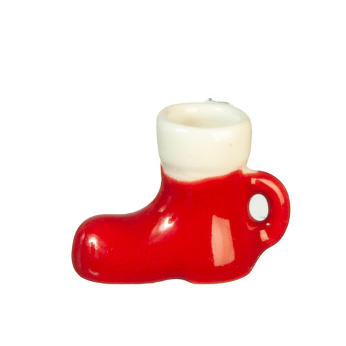 OakridgeStores.com | Aztec - Red and White Santa Boot Mug - Kitchen Drinkware - 1" Scale Dollhouse Miniature - G6599