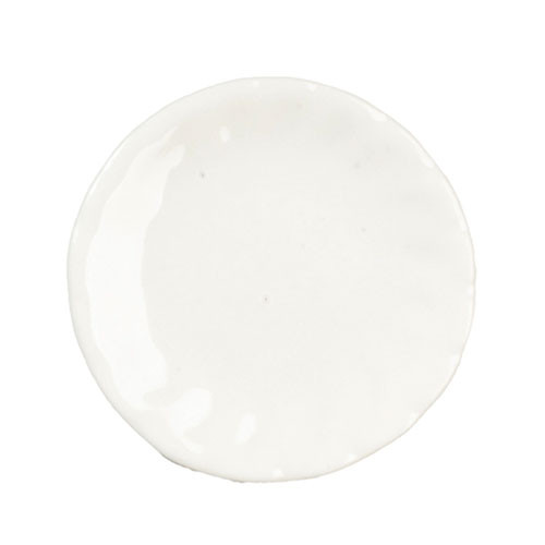 OakridgeStores.com | Aztec - Round Ceramic Plate - White - 1:12 Scale Dollhouse Miniature - G6630