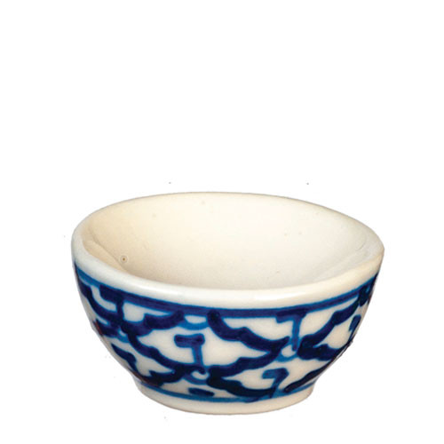 OakridgeStores.com | Aztec - Small Ceramic Bowl - Blue Delft - 1:12 Scale Dollhouse Miniature - G6649