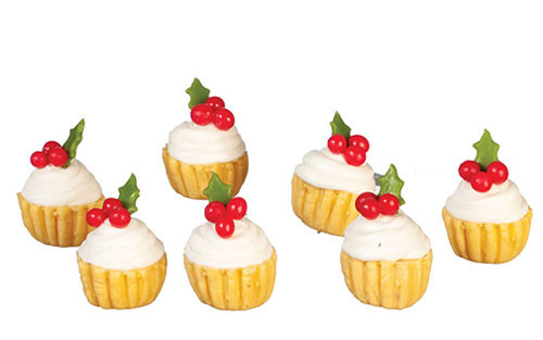 OakridgeStores.com | Aztec - 7 Cupcakes - Christmas Dessert Set - 1" Scale Dollhouse Miniature Food - G6738