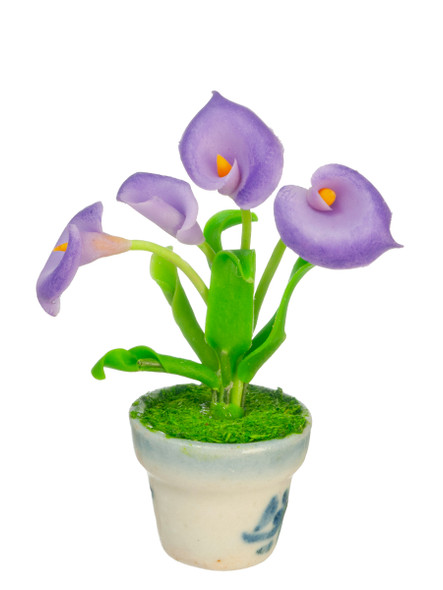 OakridgeStores.com | Aztec - Anthuriums in Pot, Lavender - 1" Scale Dollhouse Miniature Plant - G7477