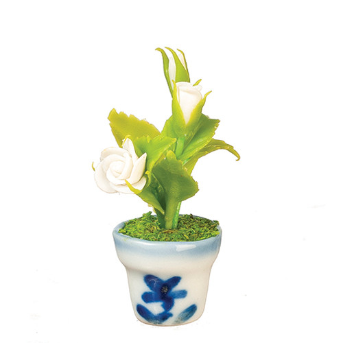 OakridgeStores.com | Aztec - White Rose in Pot - 1" Scale Dollhouse Miniature Plant - G7801 717425578013