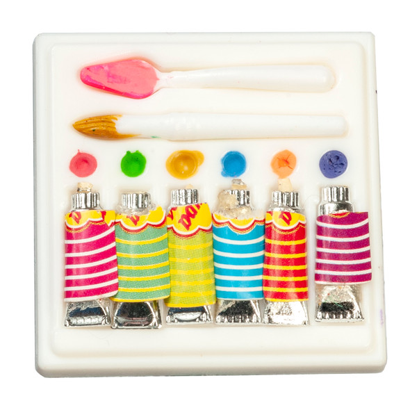 OakridgeStores.com | Aztec - New Paint Set, White - School Accessories - 1:12 Scale Dollhouse Miniature - G8302
