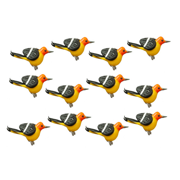 OakridgeStores.com | Aztec - Western Tanager Birds - 12 Pieces - 1:12 Scale Dollhouse Miniature Figures - G8309