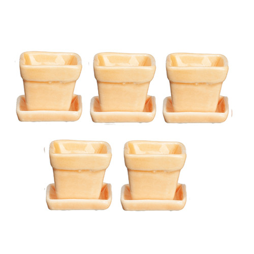 OakridgeStores.com | Aztec - Peach Ceramic Planter Pots with Bases - Set of 5 - 1:12 Scale Dollhouse Miniature - G8348