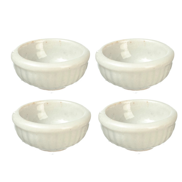 OakridgeStores.com | Aztec - White Ceramic Bowls - Set of 4 - 1" Scale Dollhouse Miniature - G8363