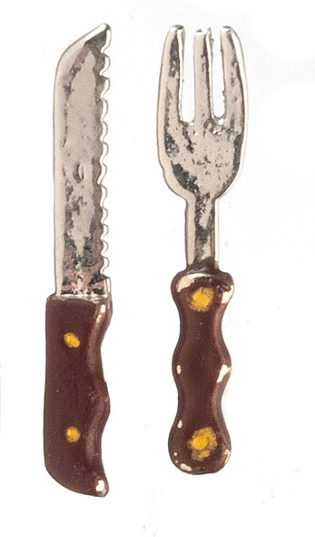 OakridgeStores.com | Aztec - Carving Knife and Fork - Kitchen Utensils - 1:12 Scale Dollhouse Miniature - S3009