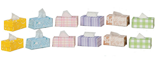 OakridgeStores.com | Aztec - Tissue Boxes - Assorted - Set of 12 - 1" Scale Dollhouse Miniature - SH0020