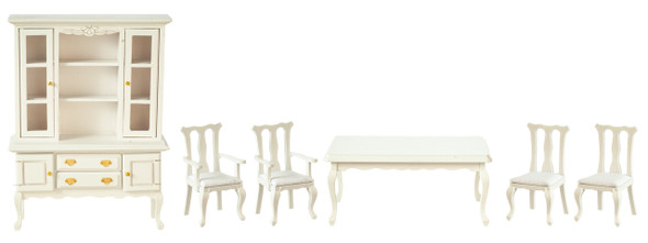 OakridgeStores.com | Aztec - Dining Room Set - White - Set of 5 - 1:12 Scale Dollhouse Miniature - T0134 717425601346