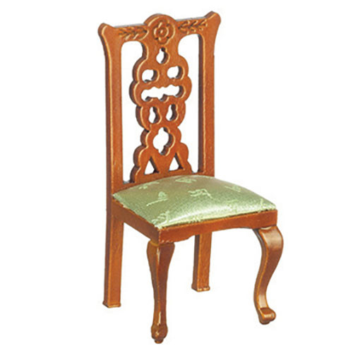 OakridgeStores.com | Aztec - Dining Side Chair - Mahogany/Light Green - 1" Scale Dollhouse Miniature - T3283