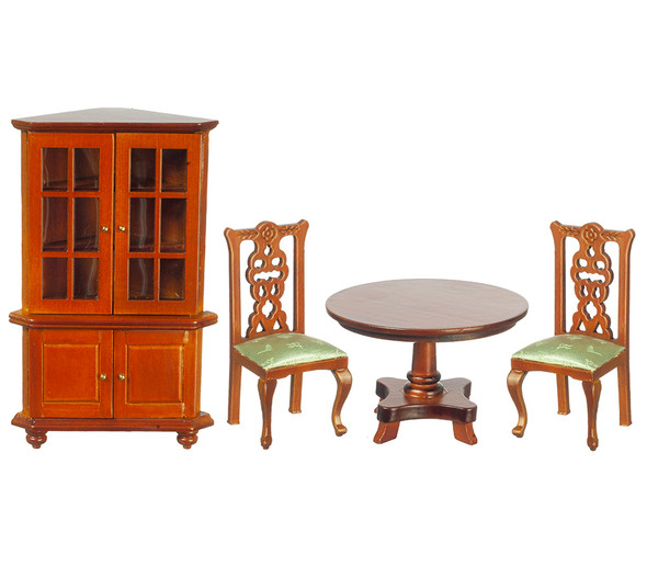 OakridgeStores.com | Aztec - Dining Side Chair - Mahogany/Light Green - 1" Scale Dollhouse Miniature - T3283