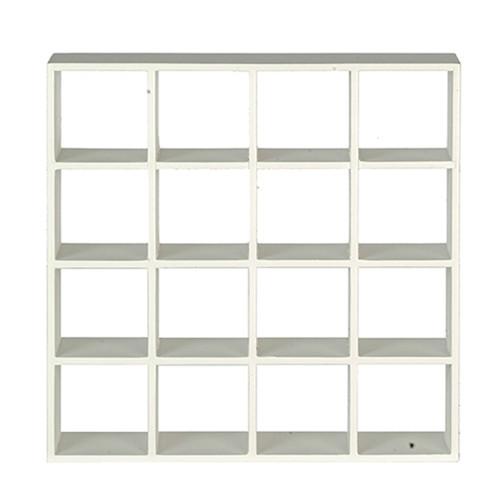 OakridgeStores.com | Aztec - General Store Partitioned Shelf Unit - White - 1" Scale Dollhouse Miniature - T5412