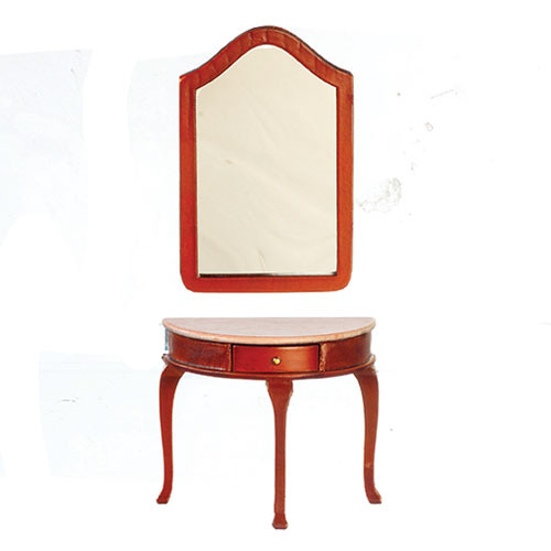 OakridgeStores.com | Aztec - Demi-Table with Mirror, Walnut - Living Room - 1:12 Scale Dollhouse Miniature - T6444 717425564443