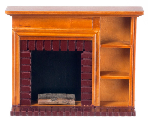 OakridgeStores.com | Aztec - Fireplace with Shelves, Walnut - 1:12 Scale Dollhouse Miniature - T6519 717425665195