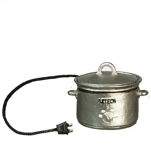 OakridgeStores.com | Aztec - Electric Crockpot - Silver - 1:12 Scale Dollhouse Miniature Kitchen Accessory - T8477