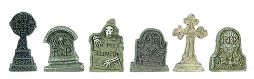 OakridgeStores.com | Aztec - Halloween Tombstones, 6 Piece Set - 1" Scale Dollhouse Miniature - T8607