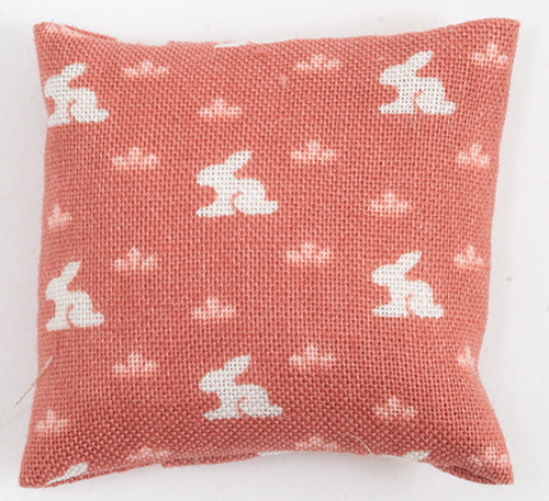 OakridgeStores.com | Barbara Obrien - Pillow - Mauve with White Bunny - 1:12 Scale Dollhouse Miniature - 80023 731851800234