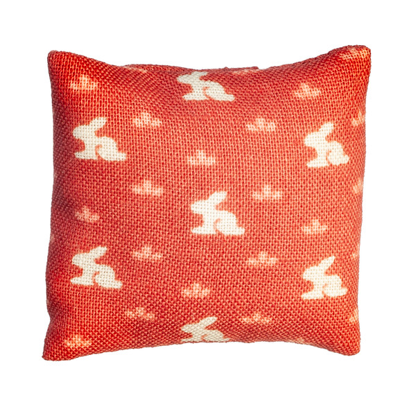 OakridgeStores.com | Barbara Obrien - Pillow - Mauve with White Bunny - 1:12 Scale Dollhouse Miniature - 80023 731851800234
