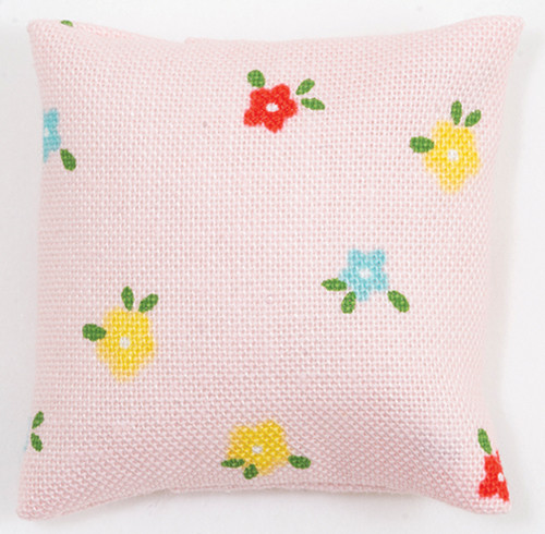 OakridgeStores.com | Barbara Obrien - Pink Pillow with Flowers - 1:12 Scale Dollhouse Miniature - 80026 731851800265