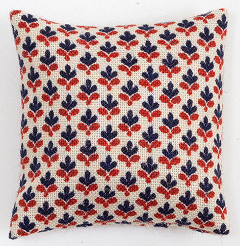 OakridgeStores.com | Barbara Obrien - BB - Pillow - Cream with Blue and Red Design - 1" Scale Dollhouse Miniature - 80033 731851800333