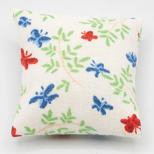 OakridgeStores.com | Barbara Obrien - Pillow - White with Butterflies - 1" Scale Dollhouse Miniature - 80045
