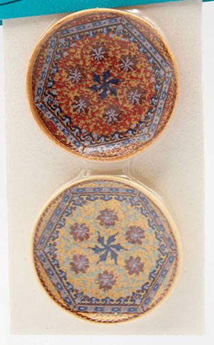 OakridgeStores.com | By Barb - Terra Cotta and Tan Patterned Plates - 1:12 Scale Dollhouse Miniature Dinnerware - CDD714