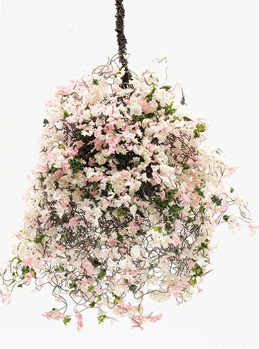 OakridgeStores.com | Creative Accents - CABL - Hanging Basket Pretty in Pink Large - 1:12 Scale Dollhouse Miniature Plant - HBL31 783970803344