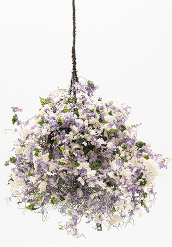 OakridgeStores.com | Creative Accents - CABL - Hanging Basket - Luscious Lavendar and White - 1 Scale Dollhouse Miniature Plant - HBL35 783970803382