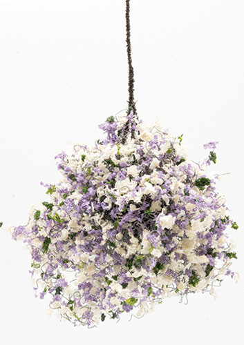 OakridgeStores.com | Creative Accents - CABL - Hanging Basket - Luscious Lavendar and White - 1 Scale Dollhouse Miniature Plant - HBL35 783970803382