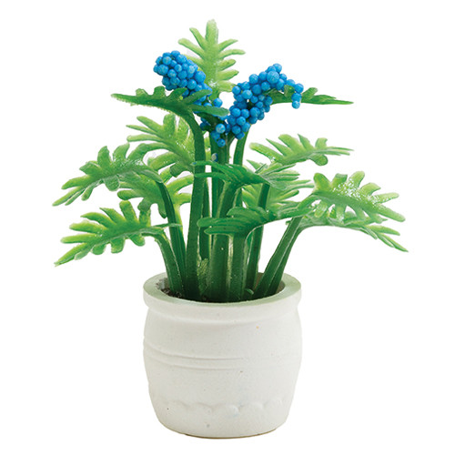 OakridgeStores.com | Creative Accents - CABL - Plant with Blue Flowers in White Pot - 1 Scale Dollhouse Miniature Plant - PP1 783970803160