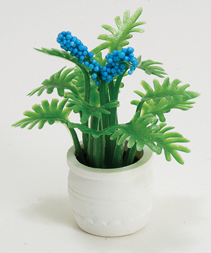 OakridgeStores.com | Creative Accents - CABL - Plant with Blue Flowers in White Pot - 1 Scale Dollhouse Miniature Plant - PP1 783970803160