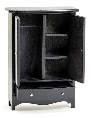 OakridgeStores.com | Classics Dollhouse - Armoire - Black Bedroom Wardrobe - 1 Scale Dollhouse Miniature - 12021 731851120219